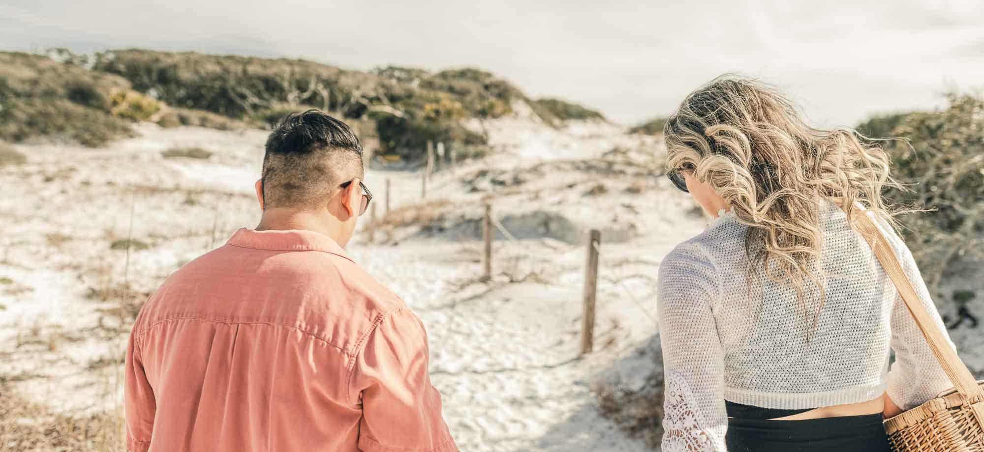 winter romantic walk on the beach